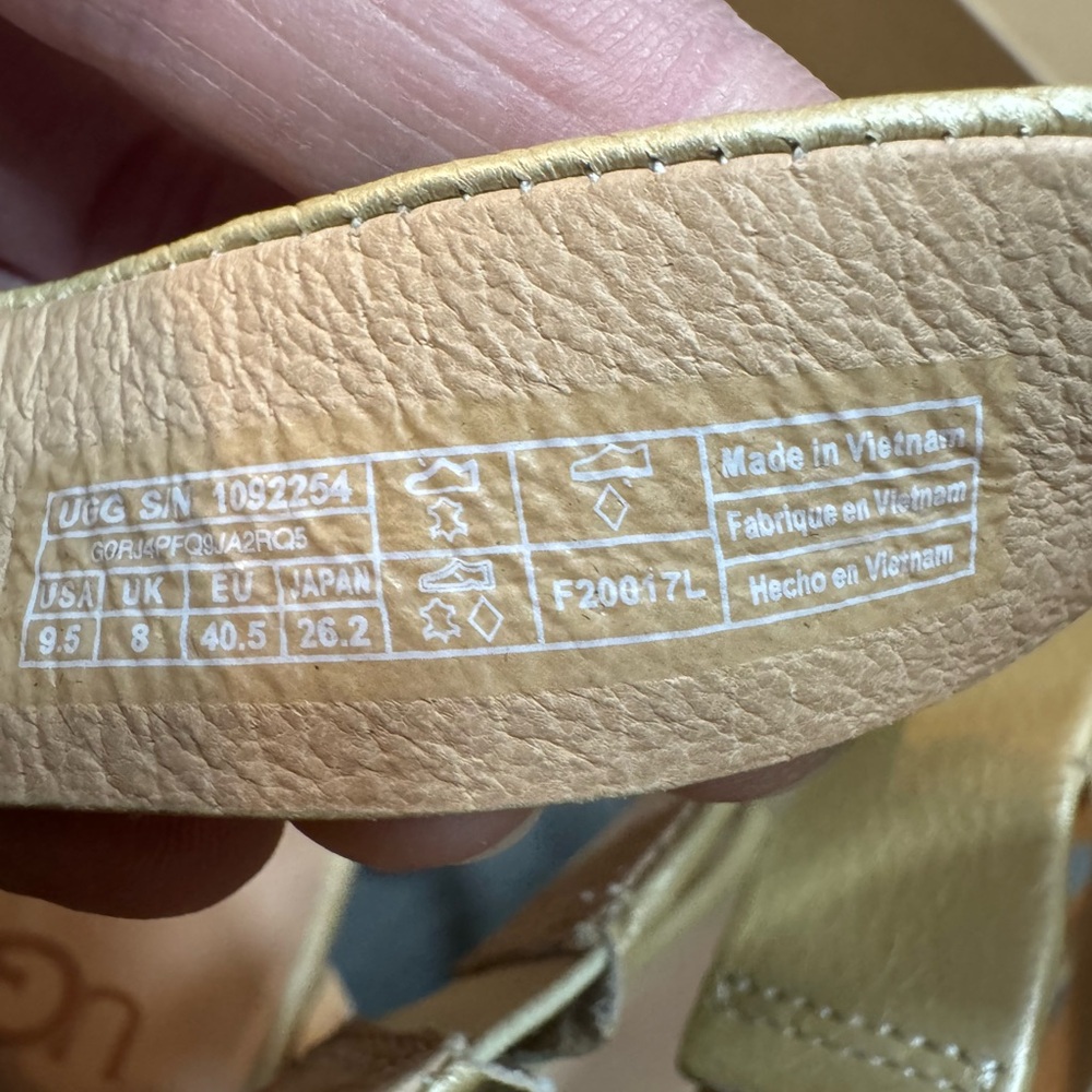 UGG Women’s Raquel Metallic Platform Wedge Sandals In Soft Gold Size 9.5 - Picture 8 of 16